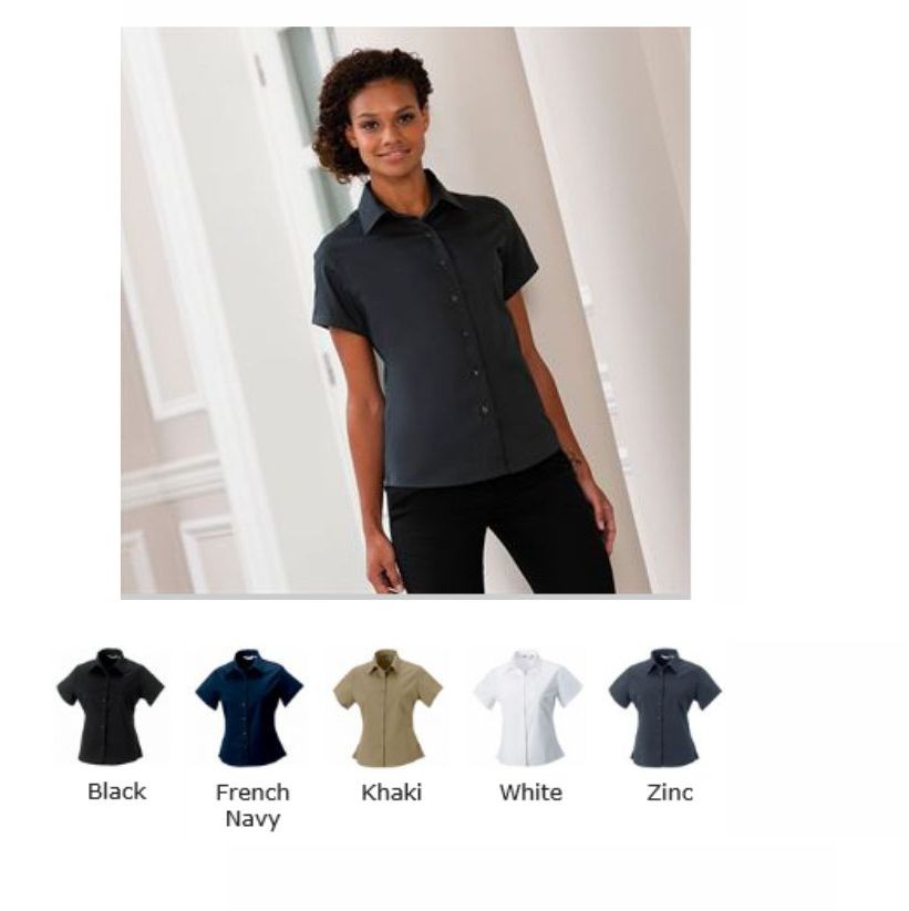 Russell Collection 917F Ladies Short Sleeve Twill Shirt  Russell Collection 917F Ladies Short Sleeve Twill Shirt